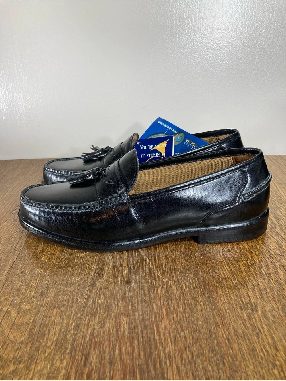 NWT French Shriner Black Leather Tassel Loafer Men’s Size 10W